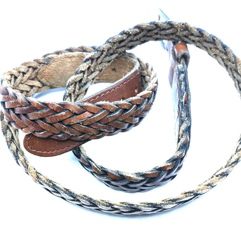 Braided Leather Belt ~ Medium Golden Brown 36 Boho Western Cottage